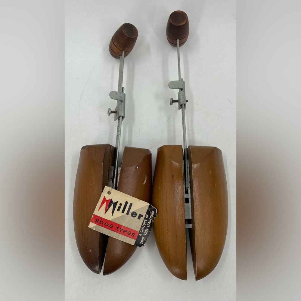 Miller Wooden Shoe Tree Adjustable Stretcher Pair Shaper Form‎ Vintage NOS NWT